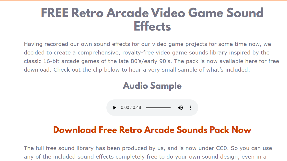 free sound effects pack games